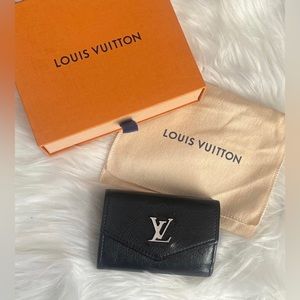 LOUIS VUITTON Portefeuille Lock Mini Wallet Taurillon Leather Black Noir M63921